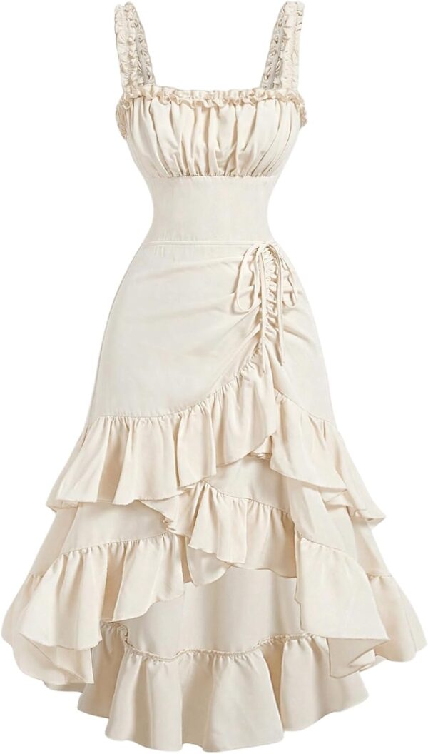 Women Layered Ruffle Hem Dress Sleeveless Ruched Asymmetrical Long Party Dresses
